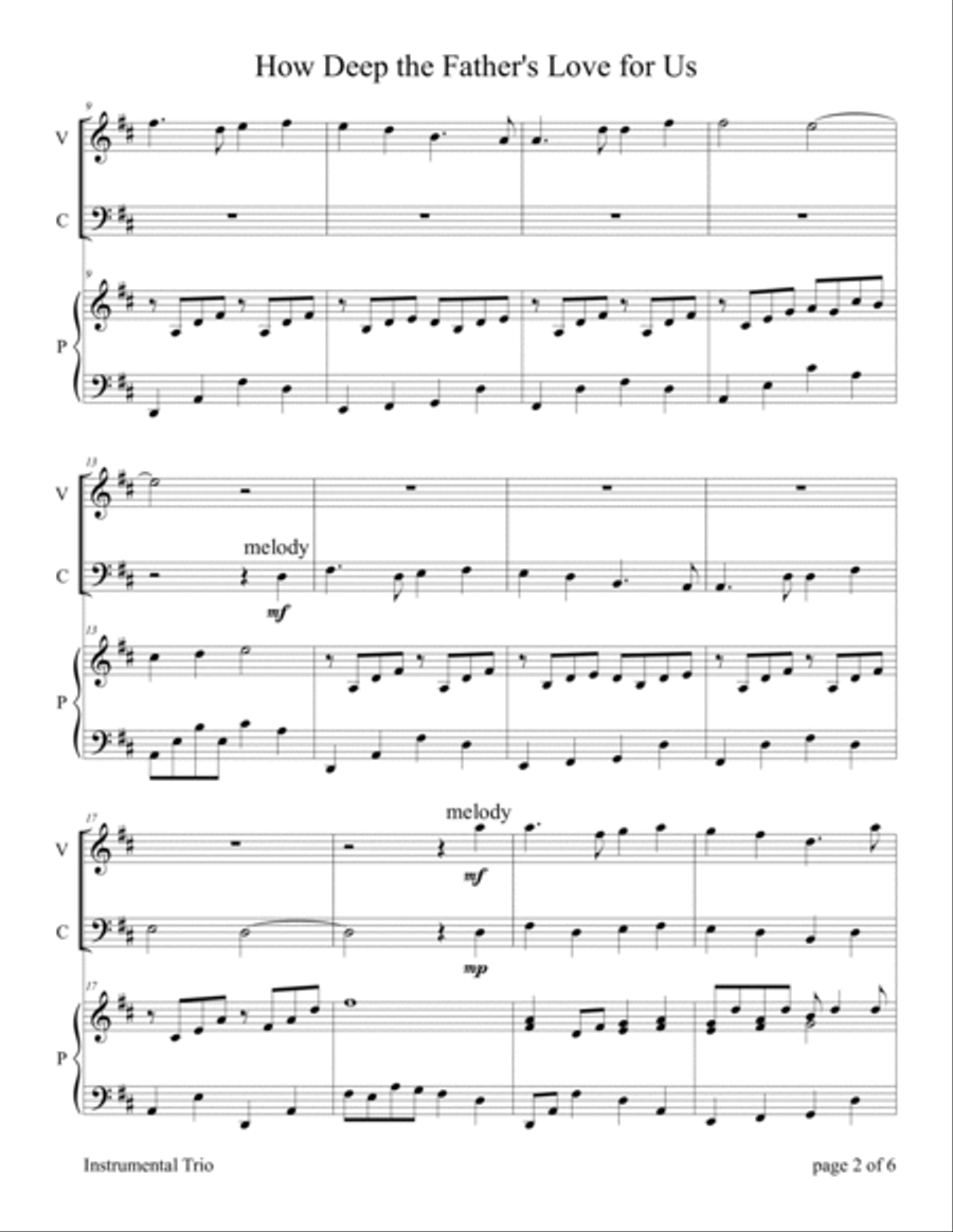How Deep The Father's Love For Us Piano Trio scores gallery preview page 6