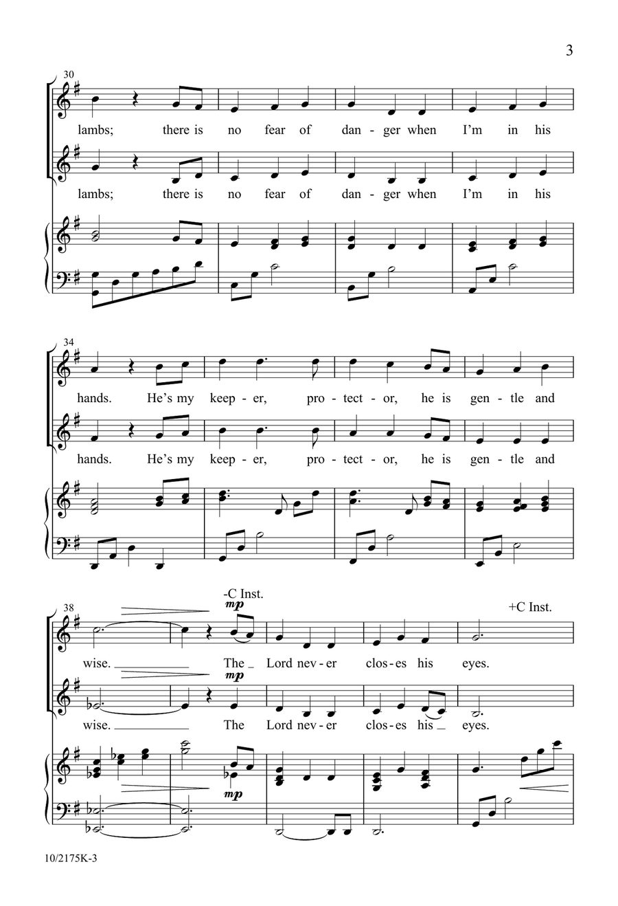 The Lord Never Closes His Eyes by David Angerman 2-Part - Digital Sheet Music page 3