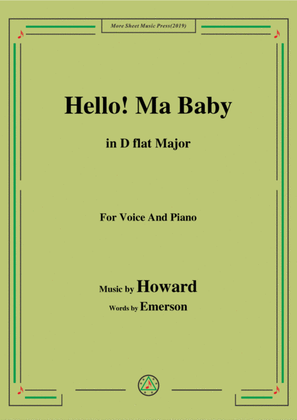 Book cover for Howard-Hello! Ma Baby,in D flat Major,for Voice&Piano