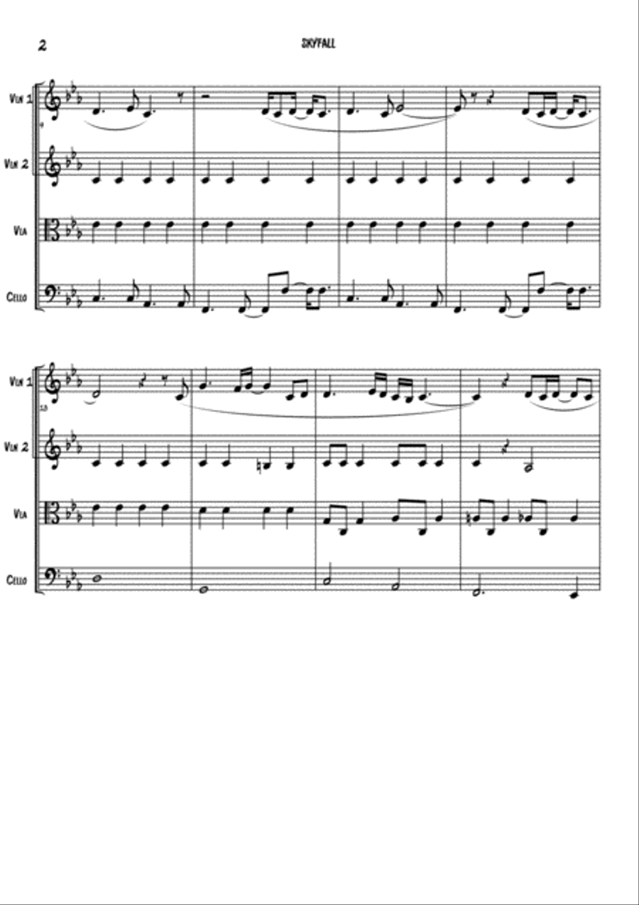 Skyfall Skyfall String Quartet scores gallery preview page 2