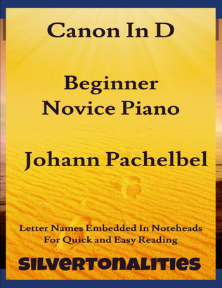 Book cover for Canon in D Beginner Novice Piano Sheet Music