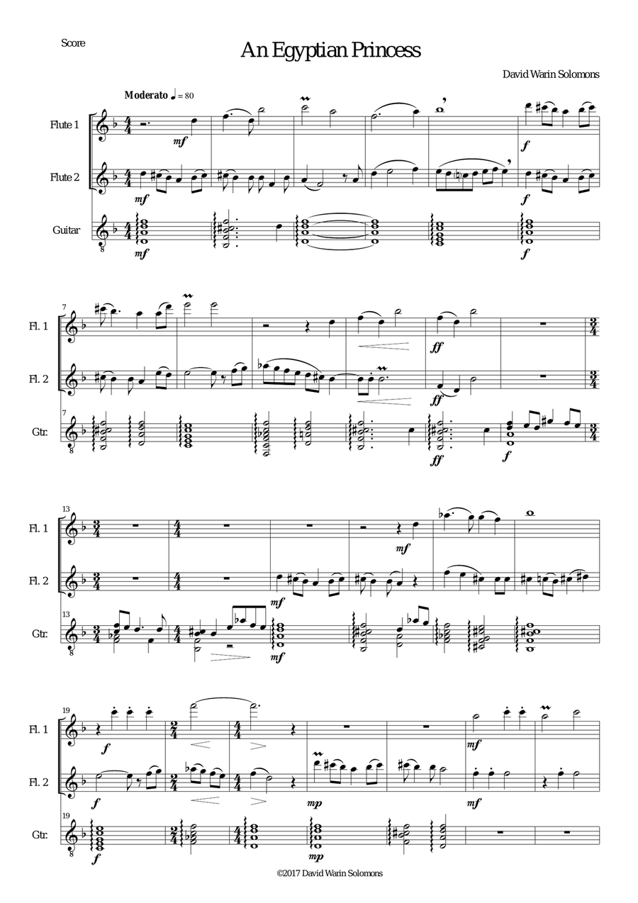 An Egyptian Princess for 2 flutes and guitar Flute scores gallery preview page 1