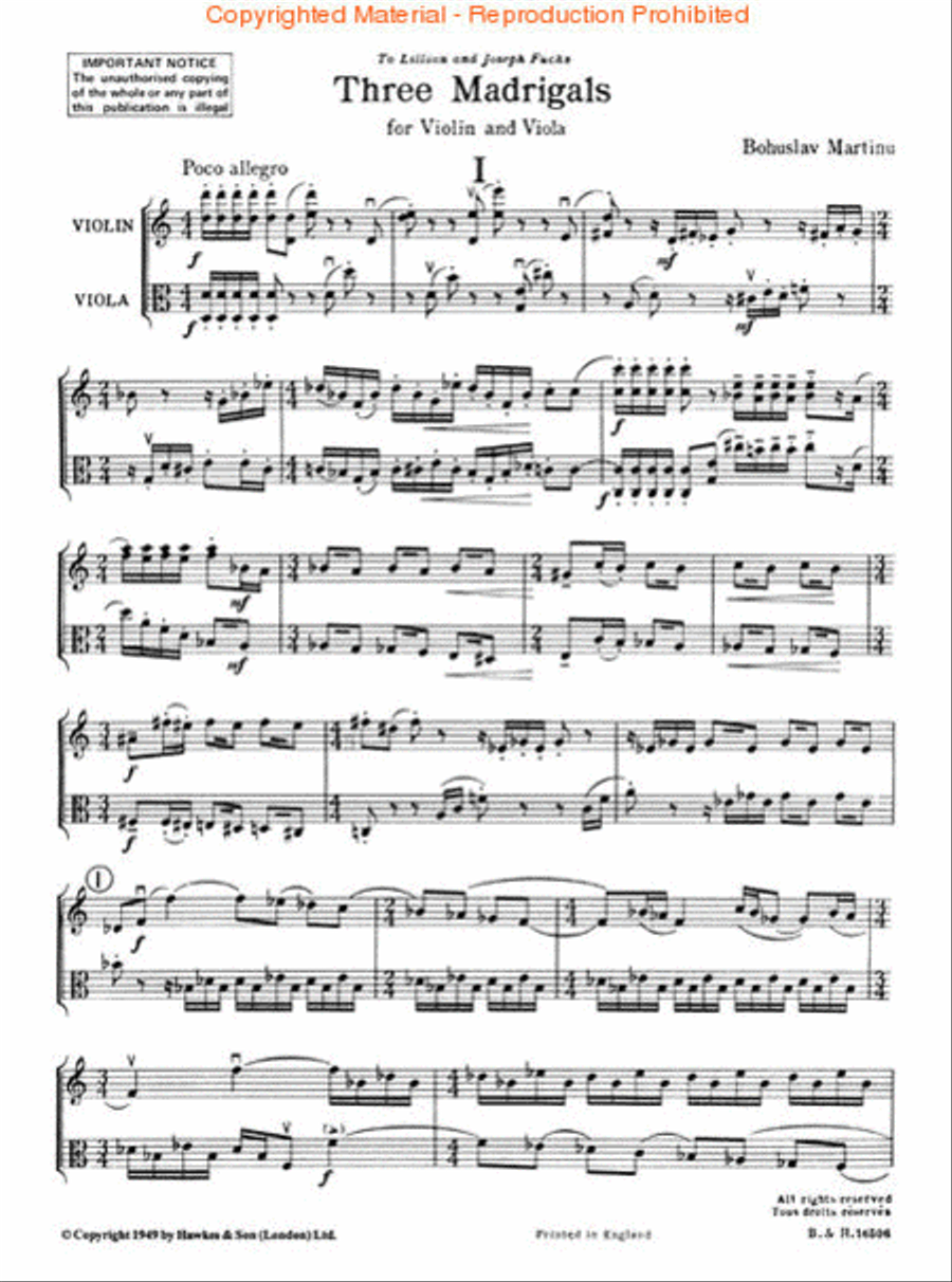 Three Madrigals String Duet scores gallery preview page 2