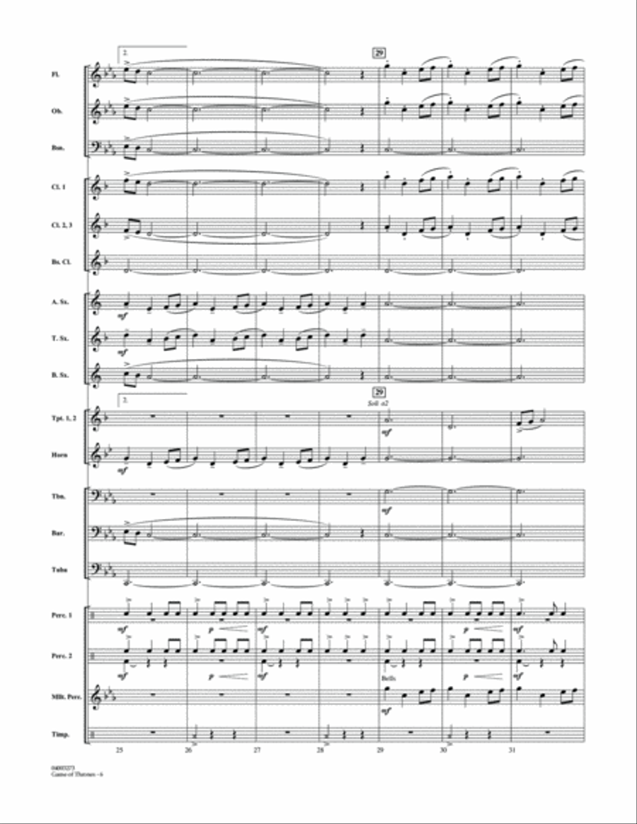 Game Of Thrones (arr. Michael Brown) - Conductor Score (Full Score) Concert Band scores gallery preview page 5