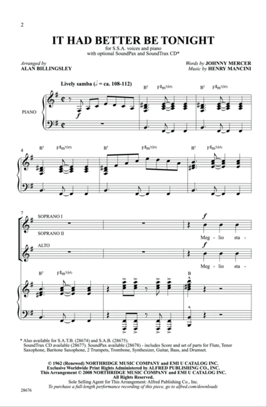 It Had Better Be Tonight Women's Choir scores gallery preview page 2