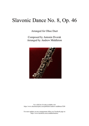 Book cover for Slavonic Dance No. 8 Op. 46 arranged for Oboe Duet