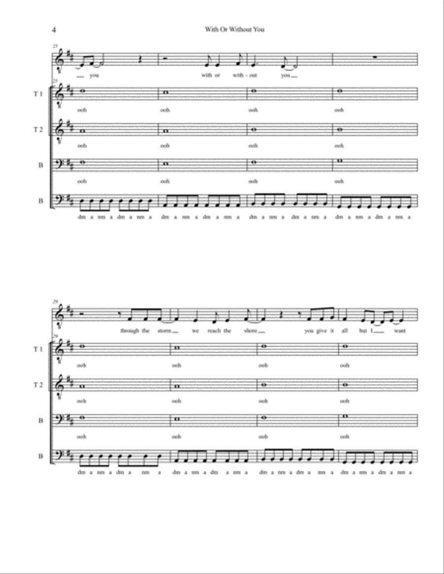 With Or Without You TTBB scores gallery preview page 4