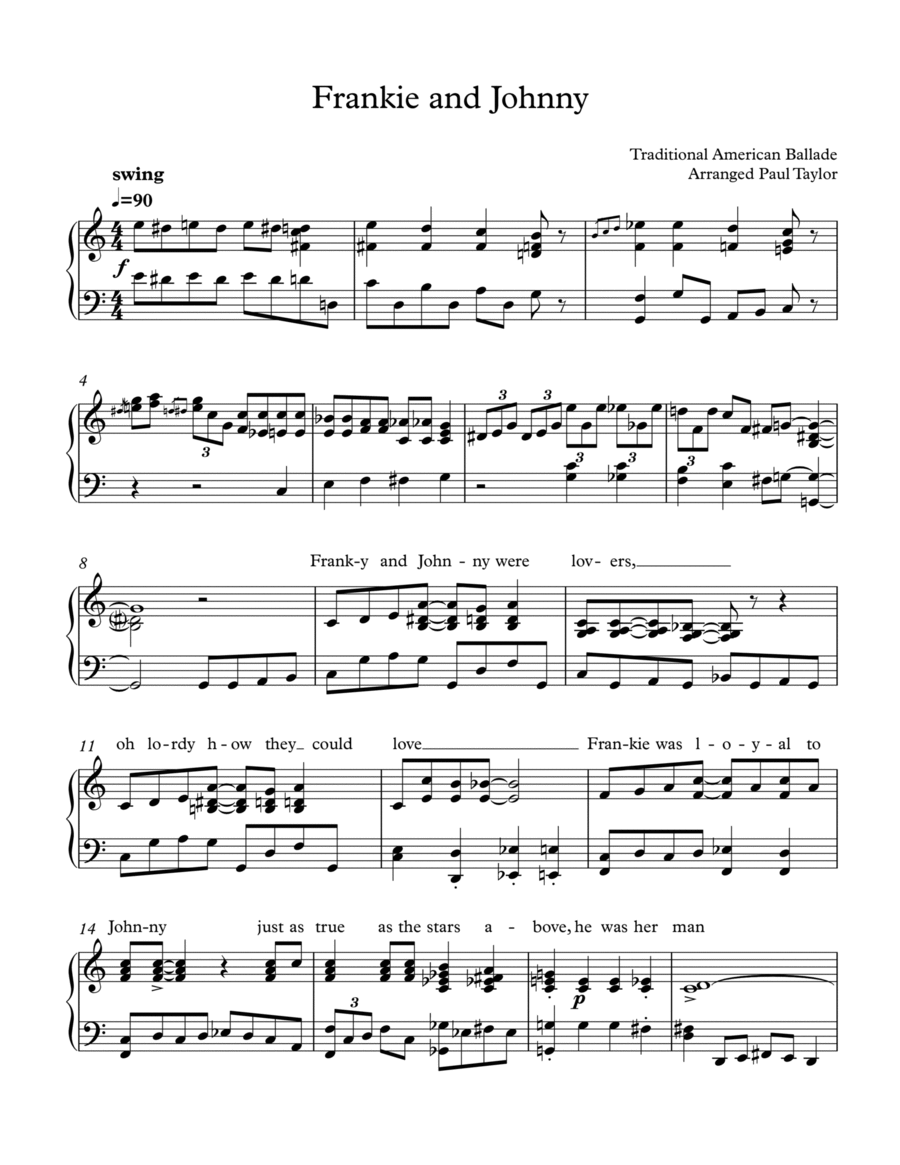 Frankie and Johnny Piano Solo scores gallery preview page 1