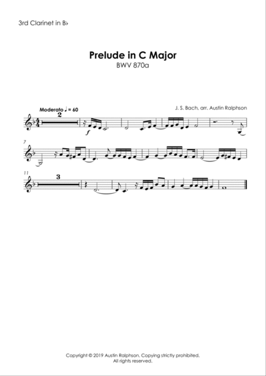 Prelude in C major, BWV 870a - clarinet quintet Clarinet Quintet scores gallery preview page 4
