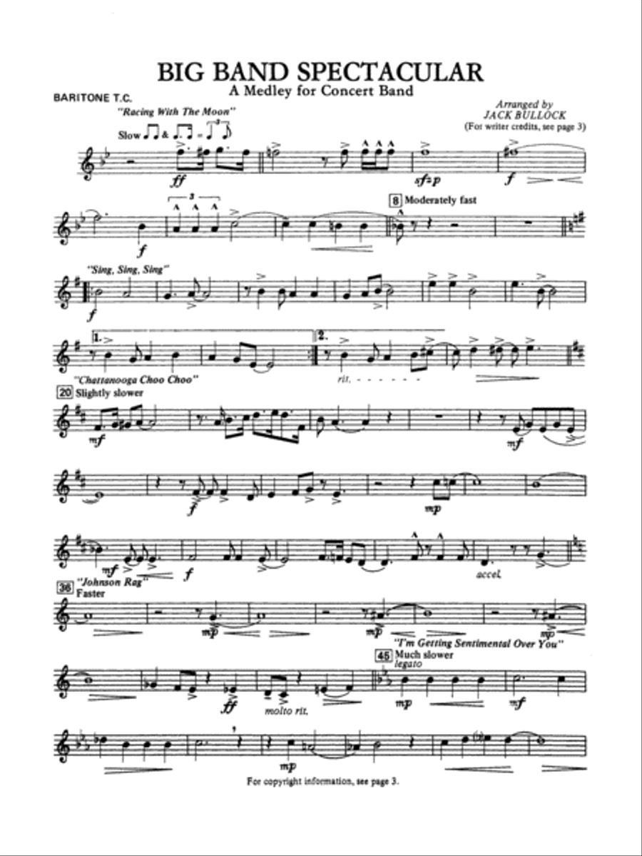 Big Band Spectacular: Baritone T.C. Concert Band scores gallery preview page 1