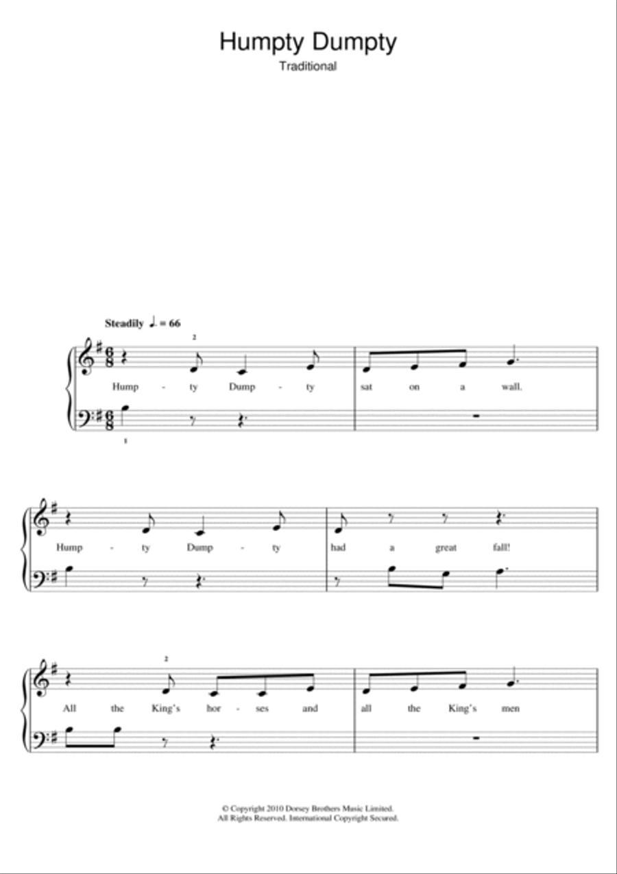 Humpty Dumpty Piano scores gallery preview page 1