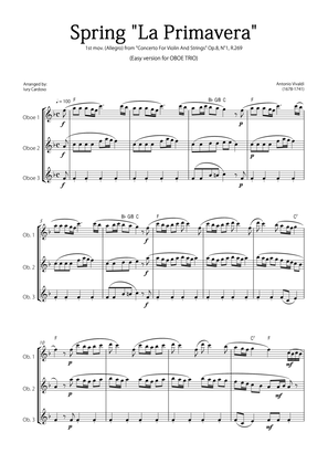 Book cover for "Spring" (La Primavera) by Vivaldi - Easy version for OBOE TRIO
