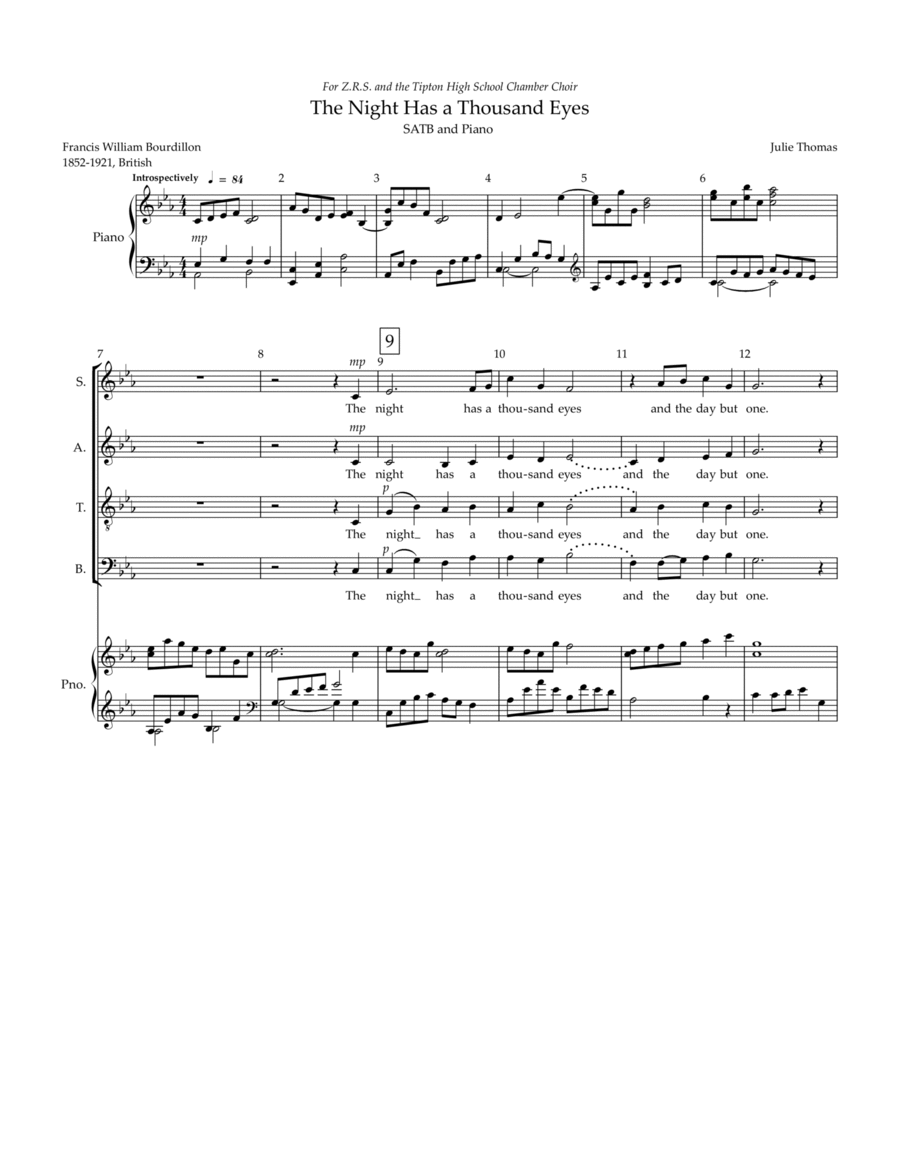 The Night Has A Thousand Eyes 4-Part scores gallery preview page 1