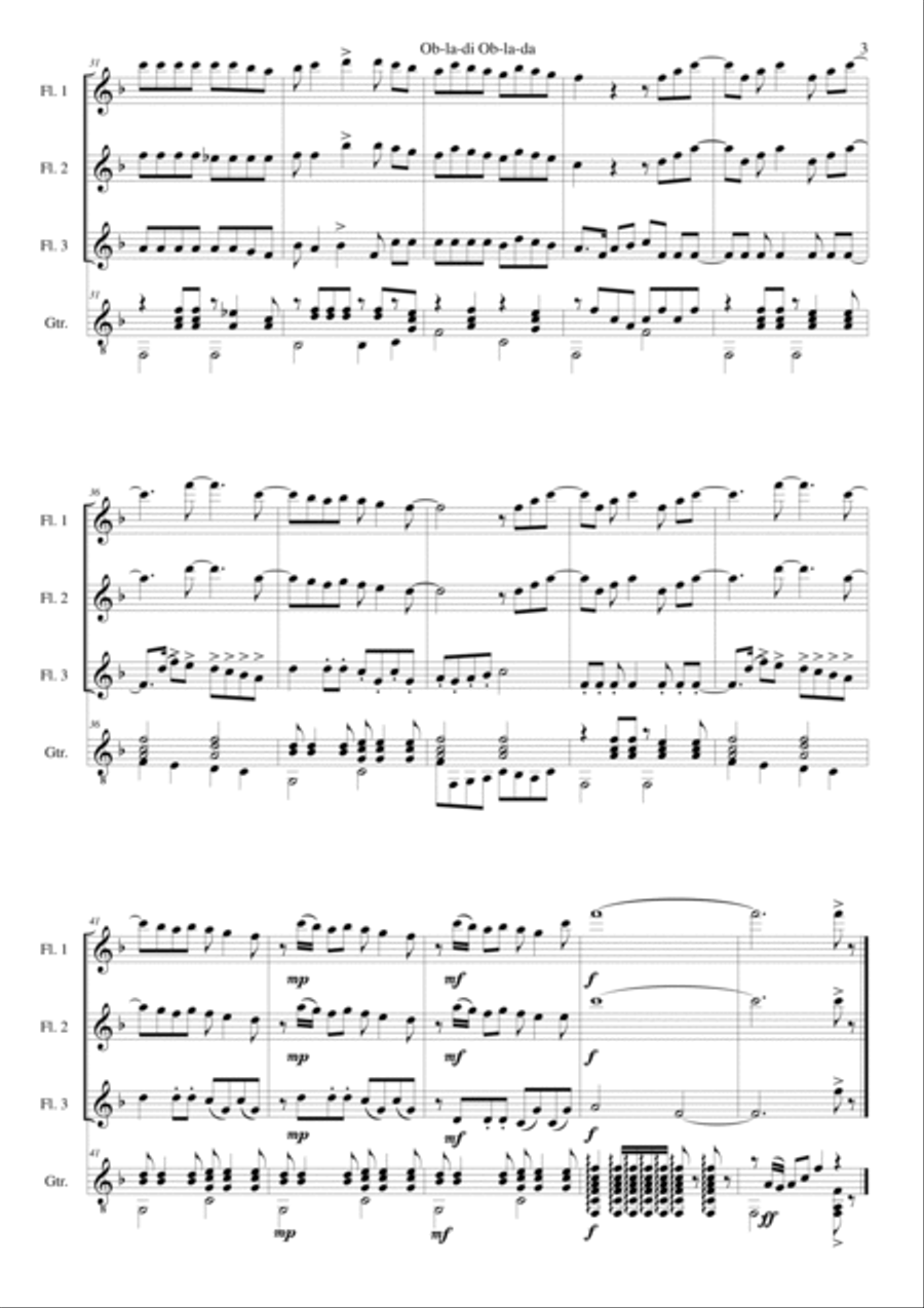 Ob-La-Di, Ob-La-Da Flute scores gallery preview page 3