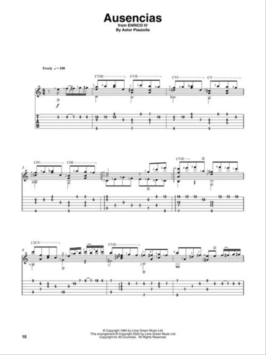 Astor Piazzolla for Solo Classical Guitar Acoustic Guitar scores gallery preview page 6