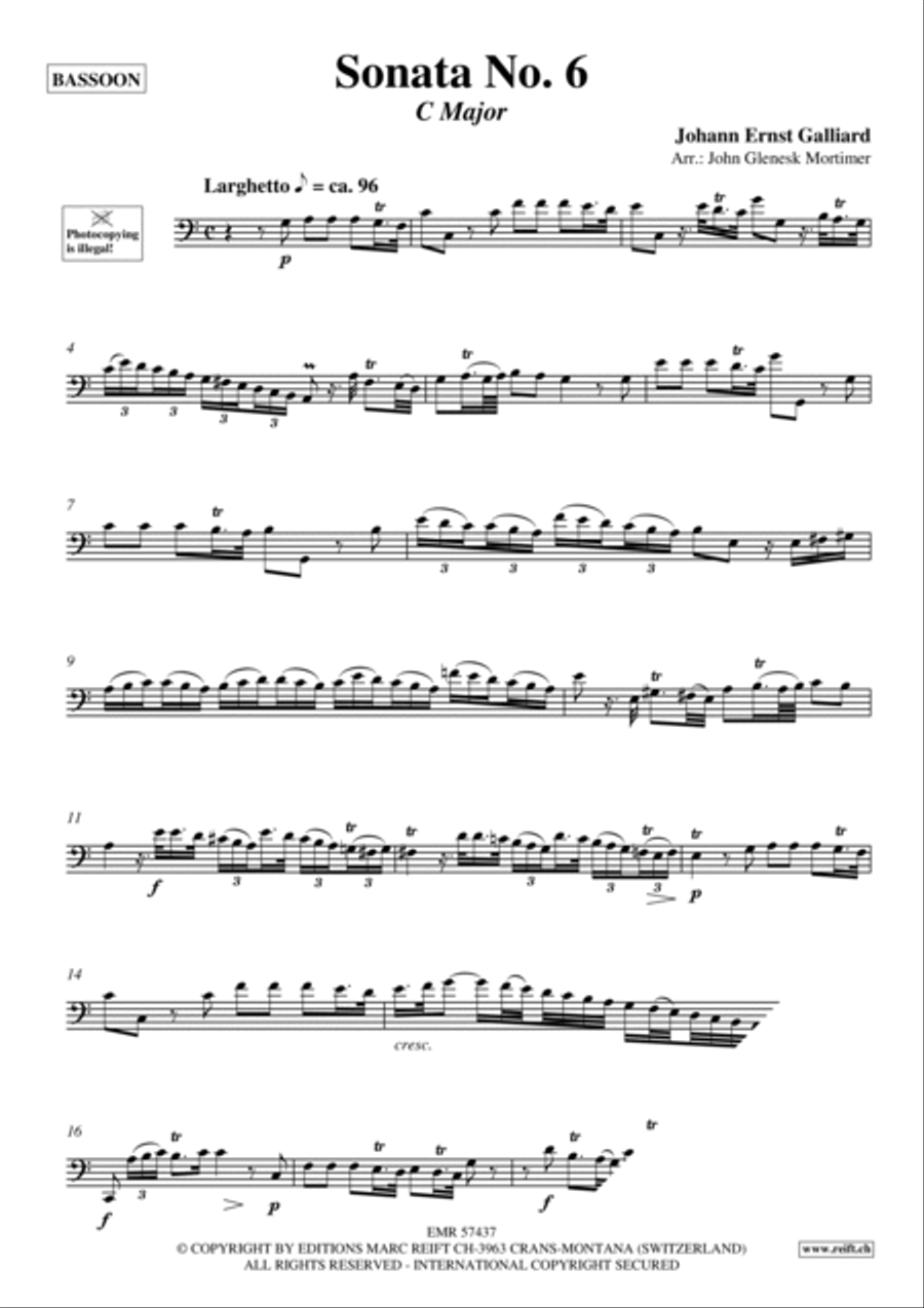 Sonata No. 6 Bassoon Solo scores gallery preview page 3