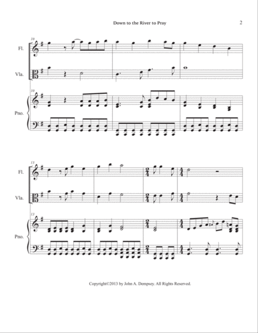 Down to the River to Pray (Trio for Flute, Viola and Piano) Flute scores gallery preview page 6