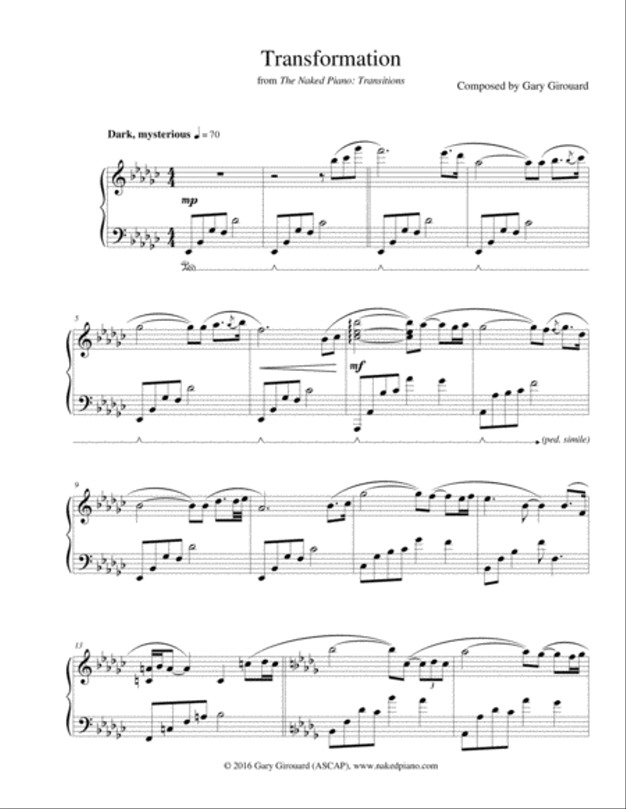 Transformation Piano Solo scores gallery preview page 1