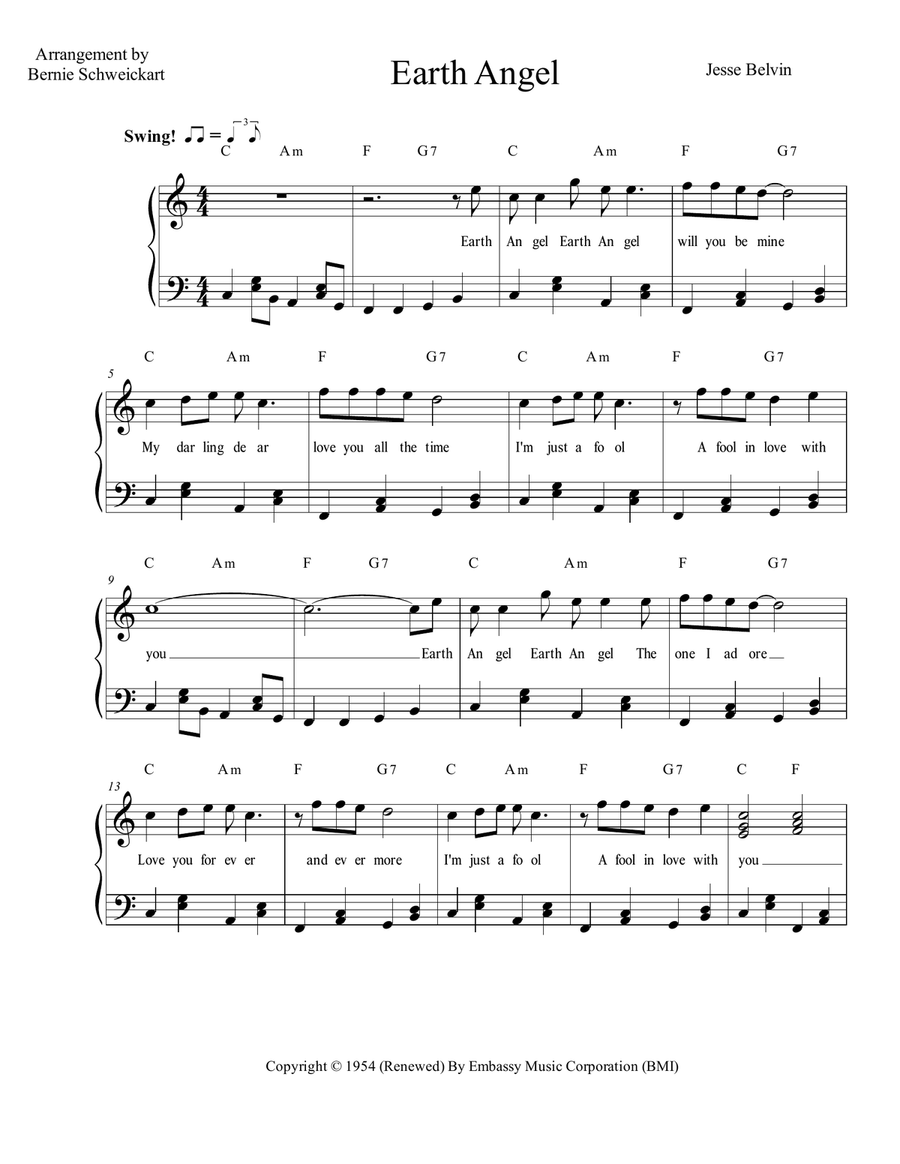 Earth Angel Piano, Vocal scores gallery preview page 1