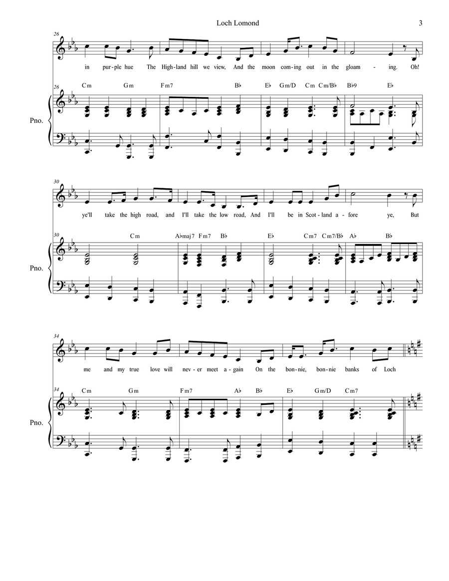 Loch Lomond (Vocal solo) Piano, Vocal scores gallery preview page 3
