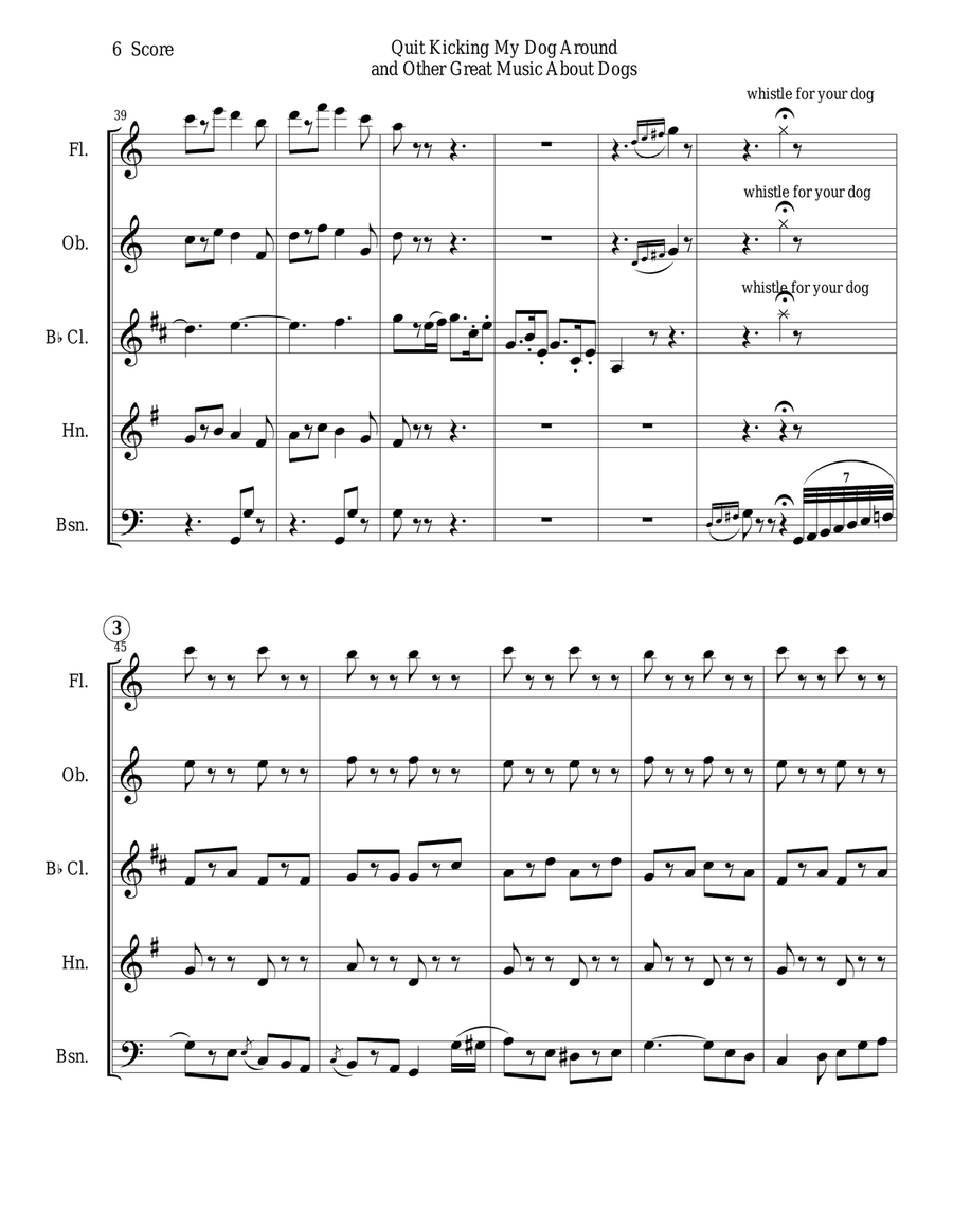 Quit Kicking My Dog Around and Other Great Music about Dogs for woodwind quintet Quit Kicking My Dog Around and Other Great Music about Dogs for woodwind quintet Woodwind Quintet scores gallery preview page 6