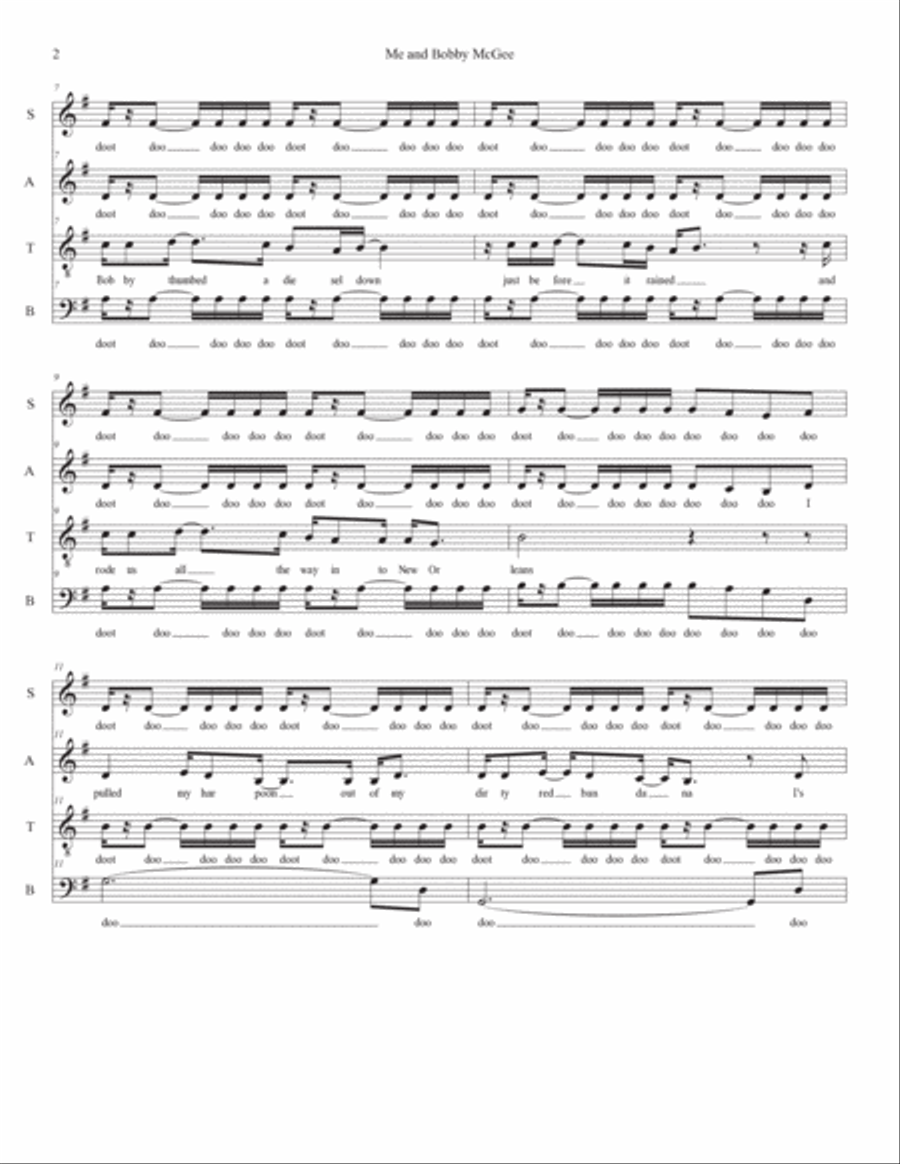 Me And Bobby Mcgee 4-Part scores gallery preview page 2