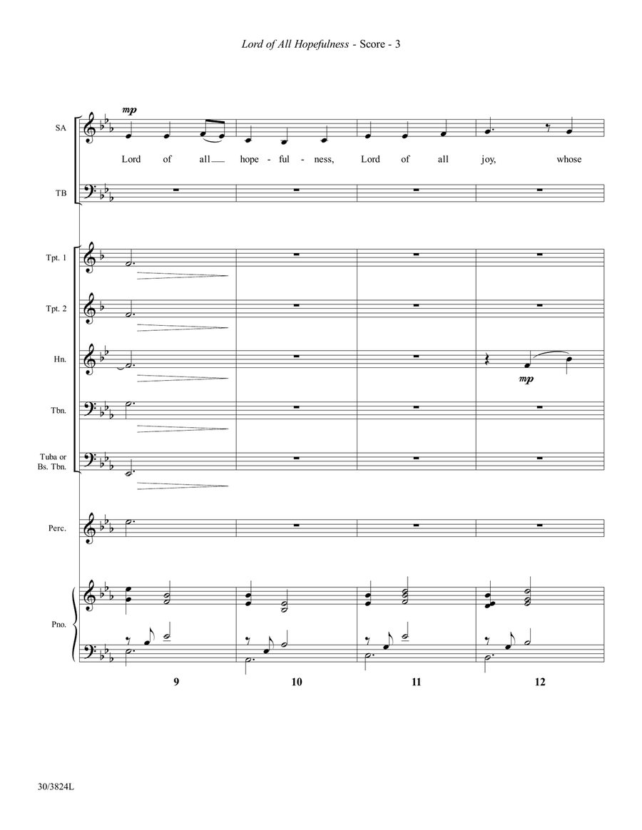 Lord of All Hopefulness - Downloadable Brass and Percussion Score and Parts Percussion scores gallery preview page 4