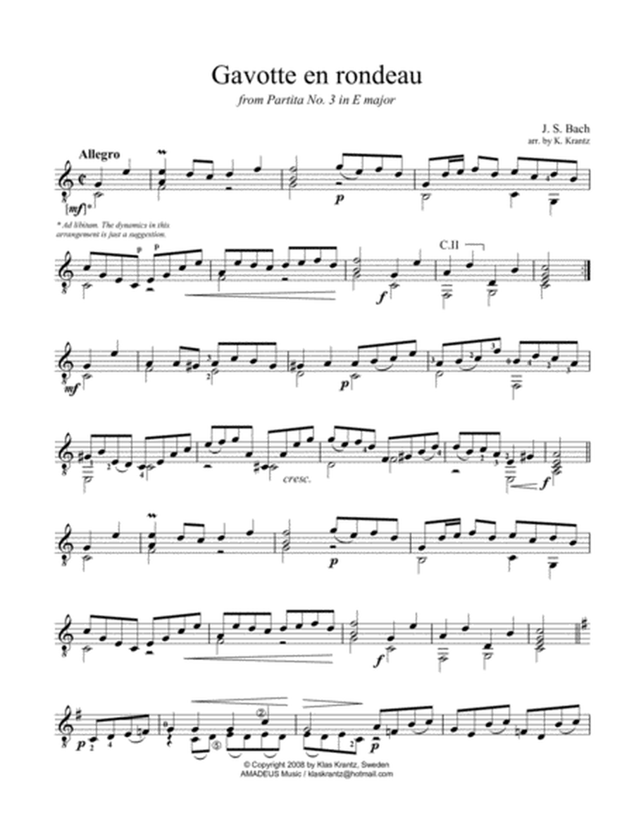 Gavotte en rondeau BWV 1006 (C Major) for guitar solo image number null