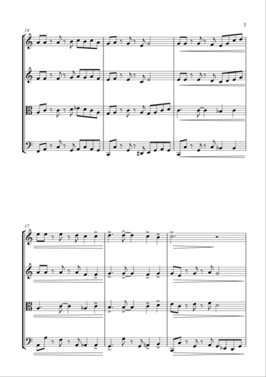 Battle Hymn of the Republic - A Jazz Arrangement - for String Quartet String Quartet scores gallery preview page 3