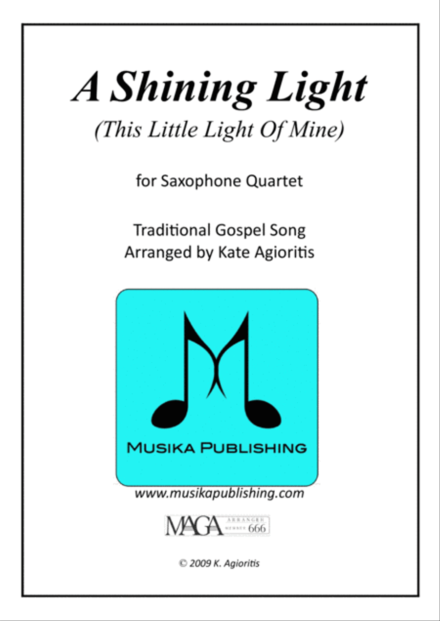 A Shining Light (This Little Light of Mine) - For Saxophone Quartet Saxophone Quartet scores gallery preview page 1