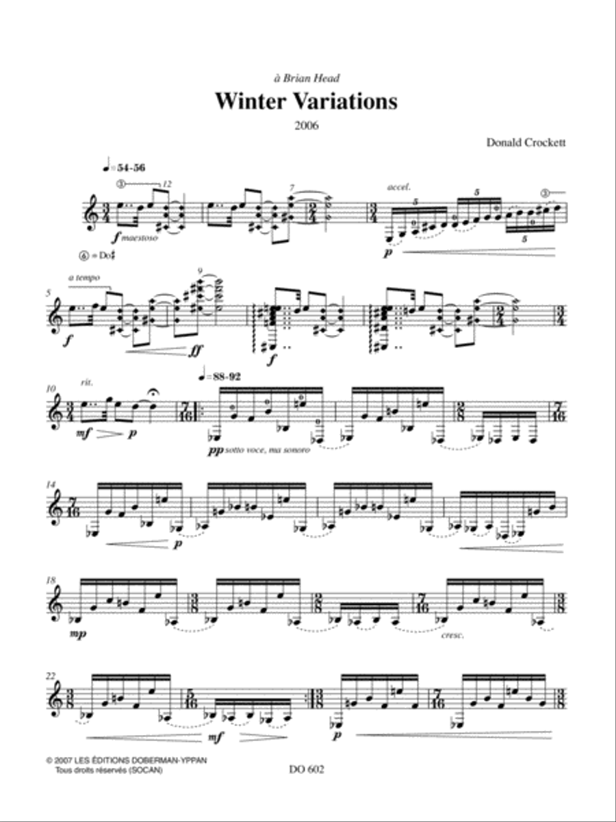 Winter Variations Classical Guitar scores gallery preview page 3