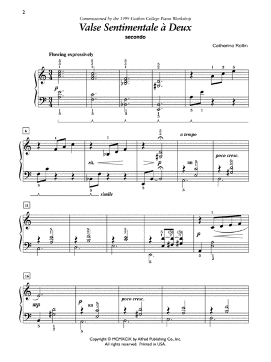 Valse Sentimentale à Deux - Piano Duet (1 Piano, 4 Hands)