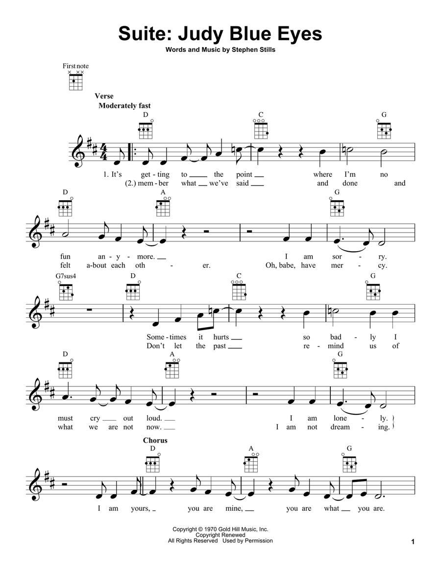 Suite: Judy Blue Eyes Suite: Judy Blue Eyes Ukulele scores gallery preview page 1