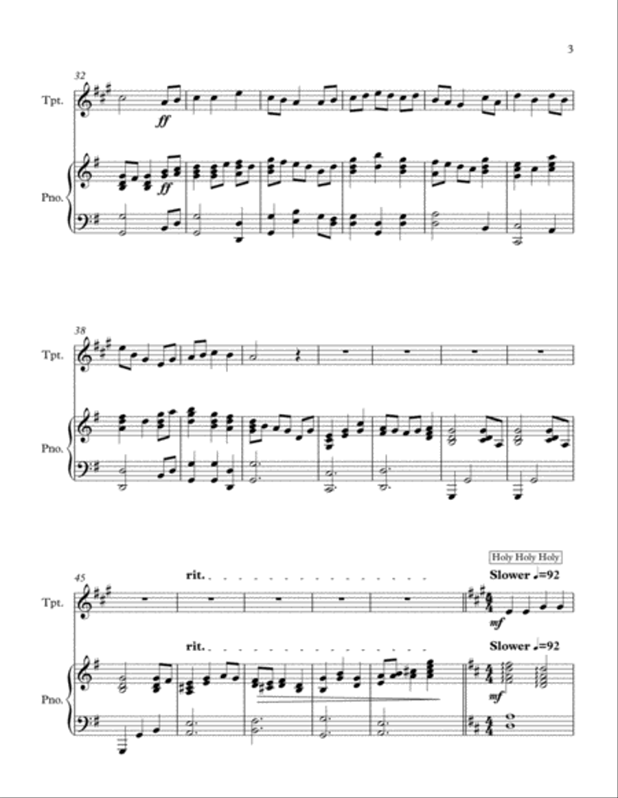 A Medley of Favourite Hymns (trumpet and piano) Trumpet Solo scores gallery preview page 3