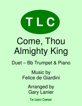 Book cover for COME, THOU ALMIGHTY KING (Duet – Bb Trumpet and Piano/Score and Parts)