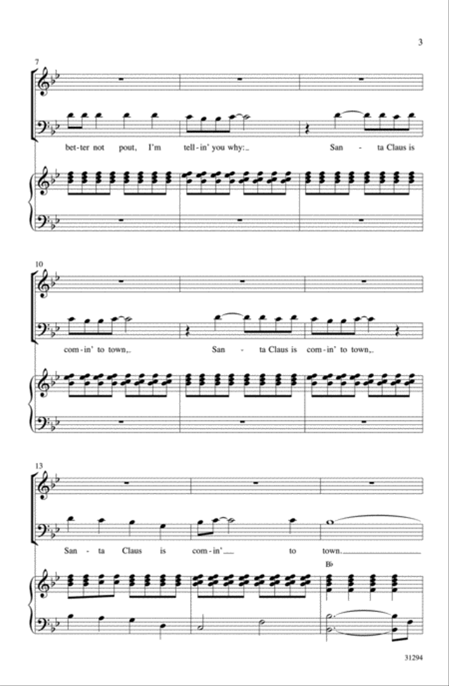 Santa Claus Is Comin' to Town 4-Part scores gallery preview page 3