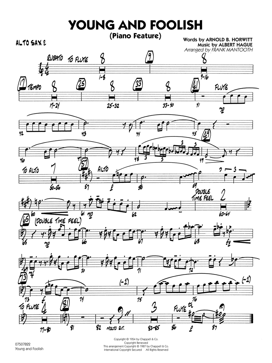 Young And Foolish - Alto Sax 2 Jazz Ensemble scores gallery preview page 1