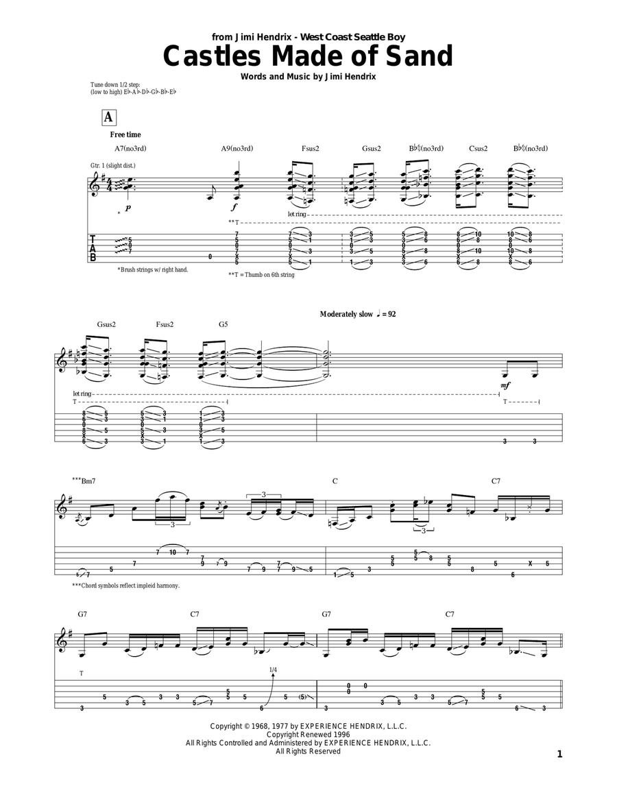 Castles Made Of Sand Castles Made Of Sand Acoustic Guitar scores gallery preview page 1