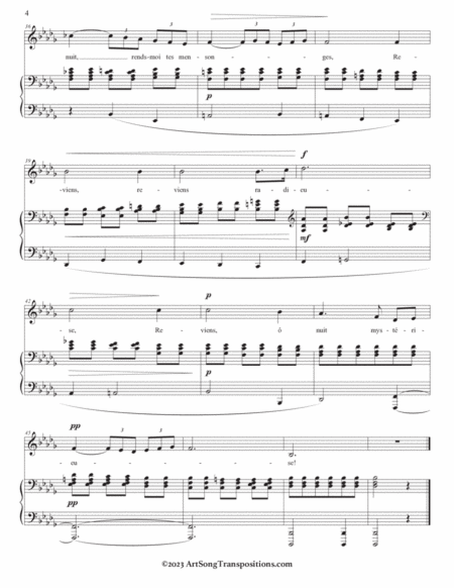 FAURÉ: Après un rêve, Op. 7 no. 1 (transposed to B-flat minor and A minor)