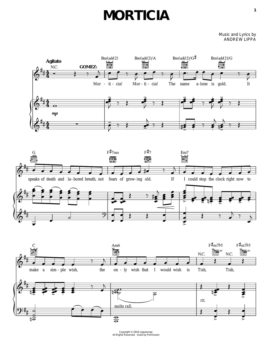 Morticia Piano, Vocal scores gallery preview page 1