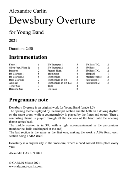 Dewsbury Overture - for Young Band image number null