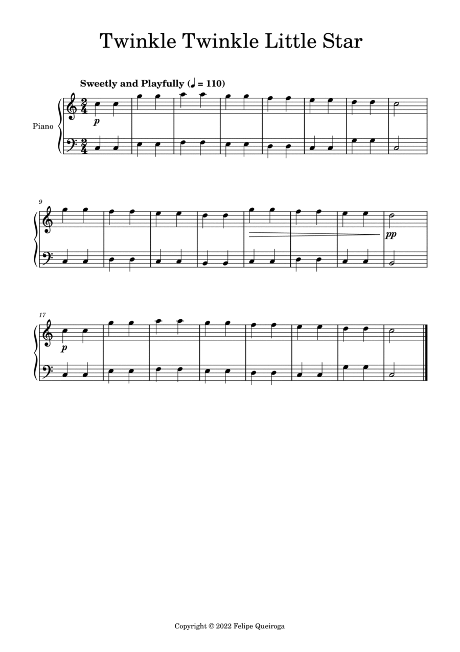 Twinkle little star online on the piano