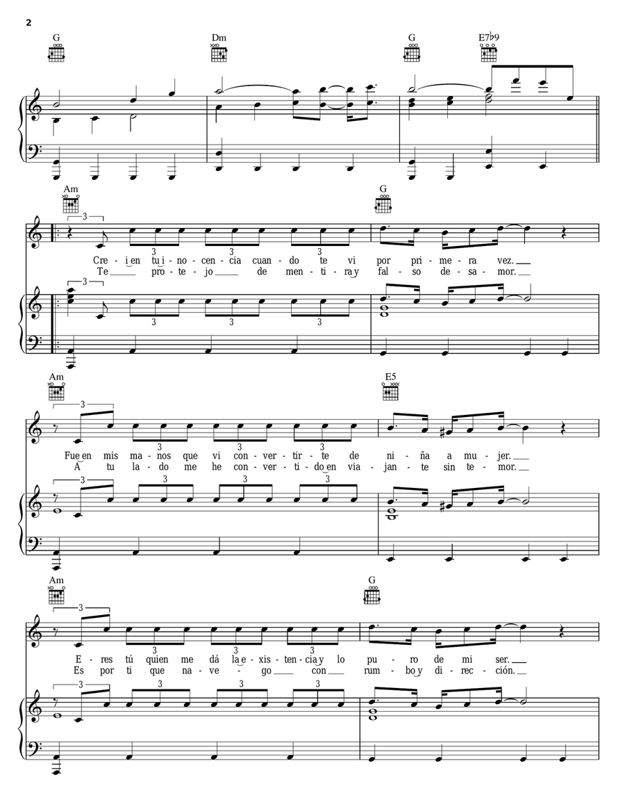 Juramento Piano, Vocal, Guitar scores gallery preview page 2