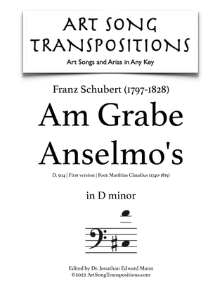 Book cover for SCHUBERT: Am Grabe Anselmo's, D. 504 (transposed to D minor, bass clef)