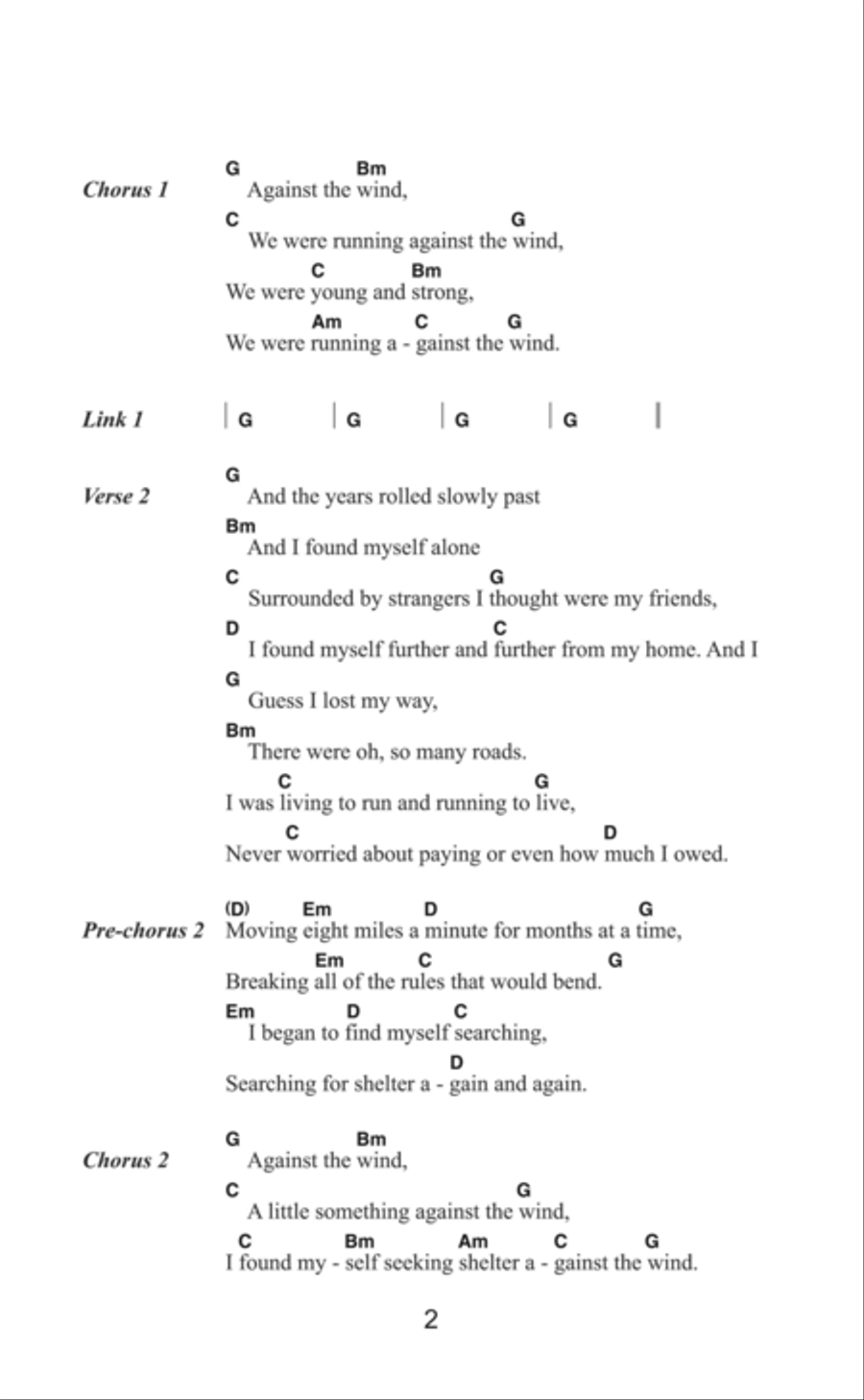 Against The Wind Acoustic Guitar scores gallery preview page 2