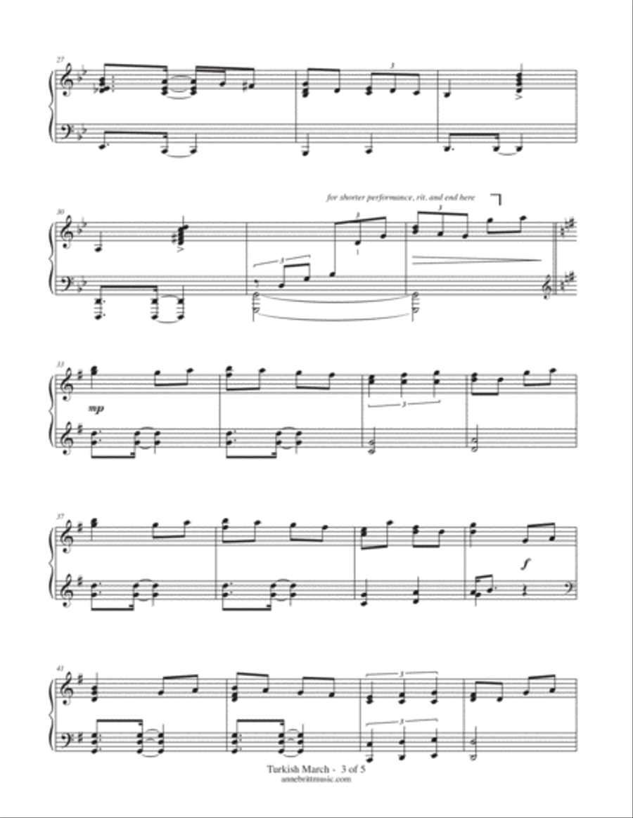 Turkish March (funk remix) Piano Solo scores gallery preview page 3