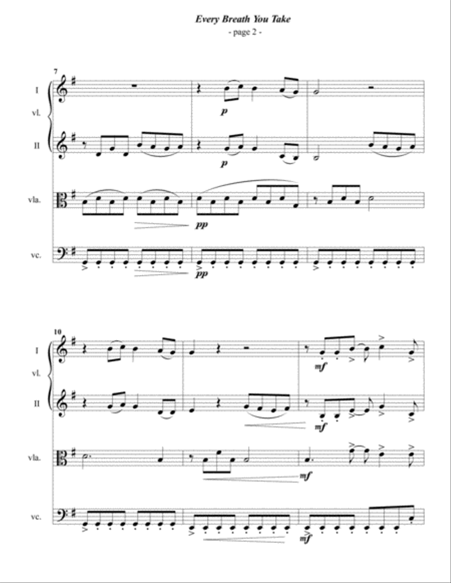 Every Breath You Take String Quartet scores gallery preview page 2