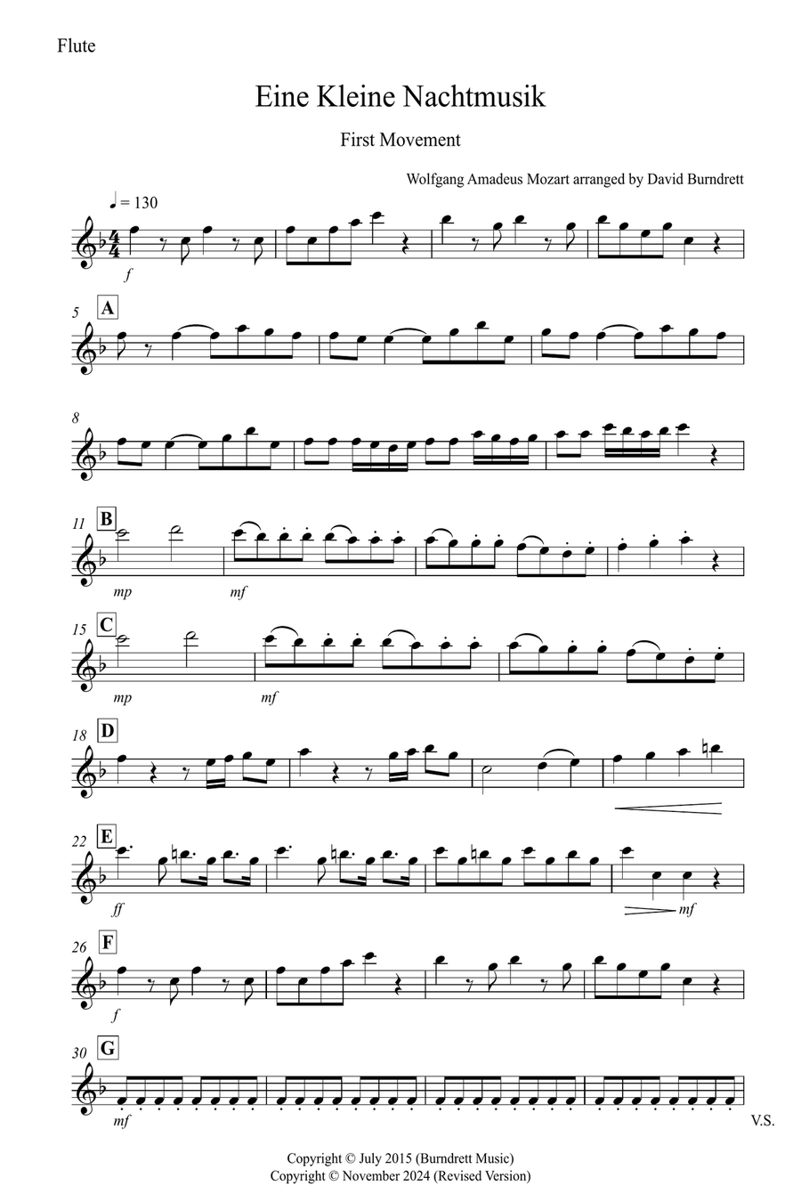 Eine Kleine (1st Movement) for Flute and Baritone Saxophone Duet Woodwind Duet scores gallery preview page 3