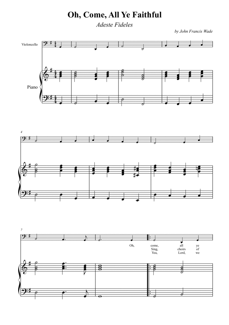 Oh, Come, All Ye Faithful (Adeste Fideles) Piano scores gallery preview page 1