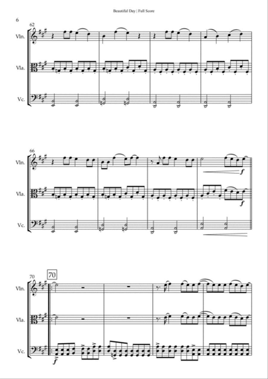 Beautiful Day String Trio scores gallery preview page 6